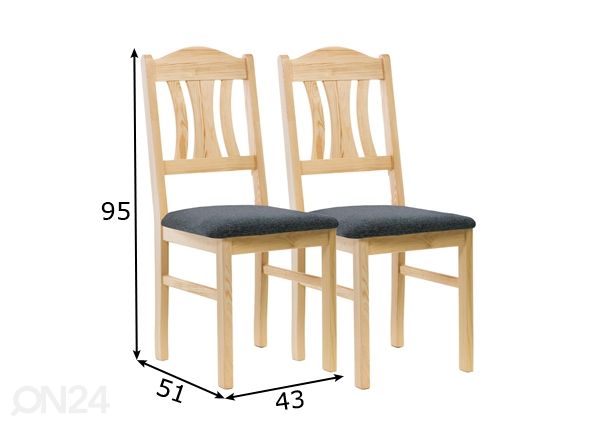Tuoli Per, 2 kpl mitat