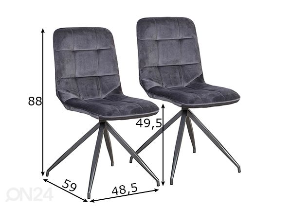 Tuoli Rimini 2 kpl mitat