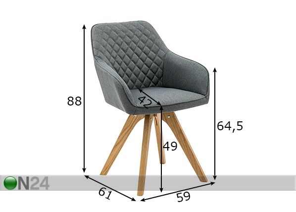 Tuolit 2 kpl mitat