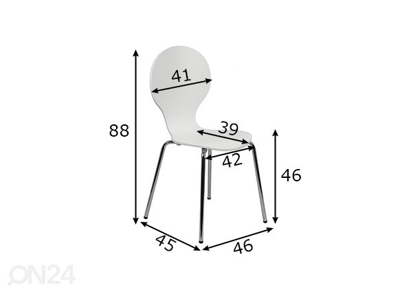 Tuolit 4 kp, valkoinen mitat