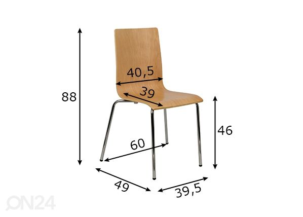 Tuolit 4 kpl mitat