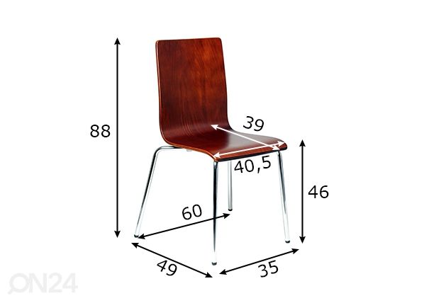 Tuolit 4 kpl, pähkinä mitat