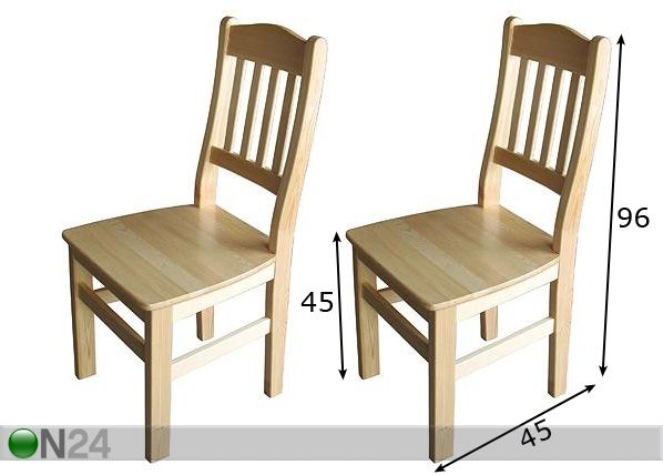 Tuolit, mänty 2 kpl mitat