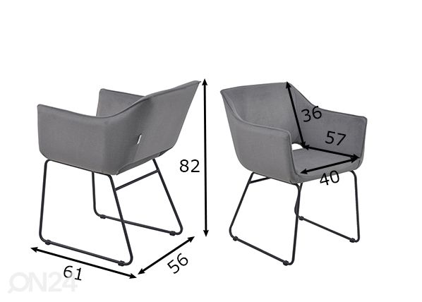 Tuolit Tom Tailor 2 kpl, harmaa mitat
