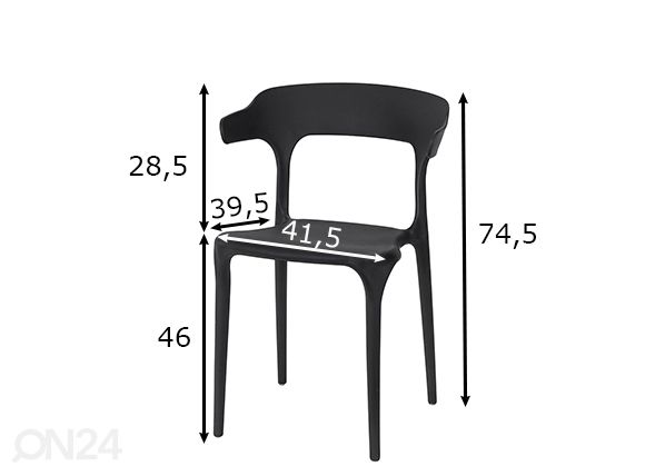 Tuolit Ulme 4 kpl, mustat mitat