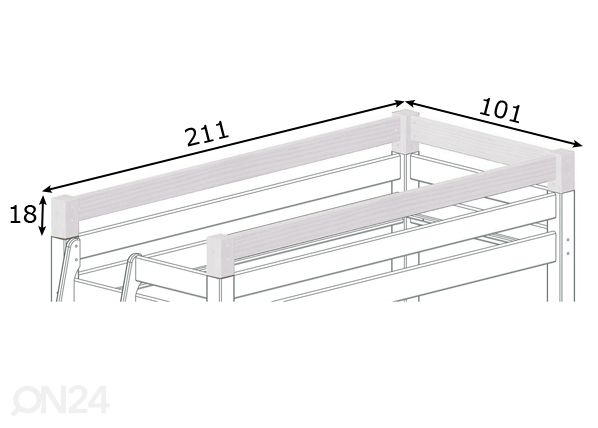 Turvalaita Moby 90x200 cm mitat