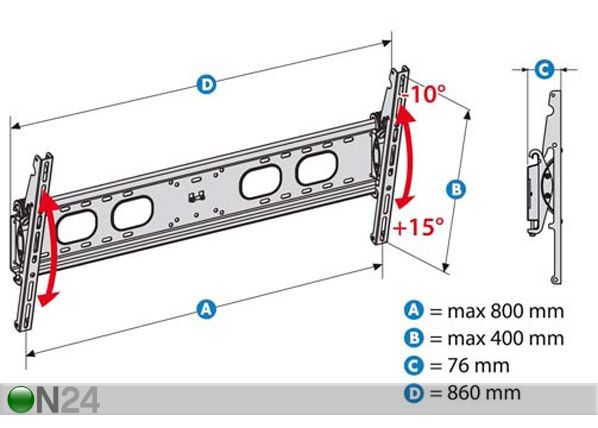TV Seinäteline Stile T800 mitat