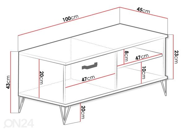 TV-taso 100 cm mitat