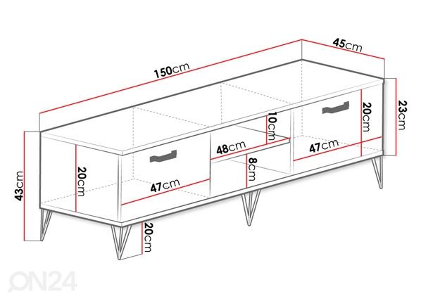 TV-taso 150 cm mitat