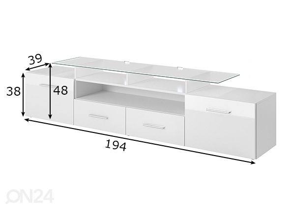 TV-taso 194 cm mitat
