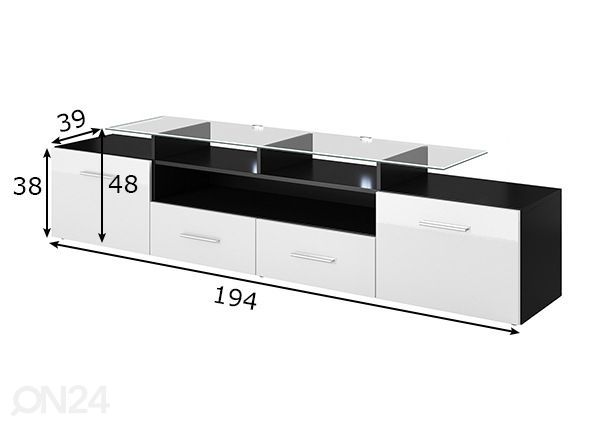 TV-taso 194 cm mitat