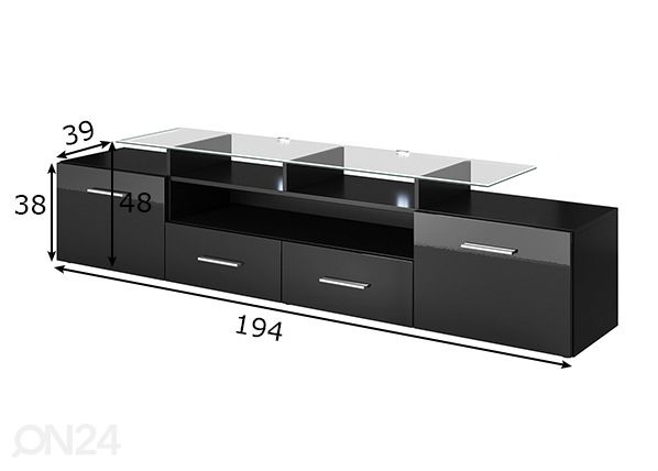 TV-taso 194 cm mitat