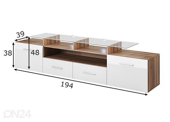 TV-taso 194 cm mitat