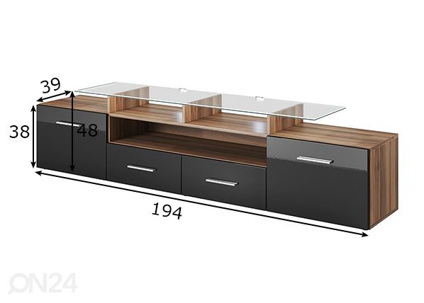 TV-taso 194 cm mitat