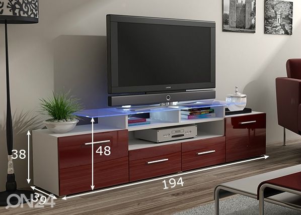 TV-taso 194 cm mitat