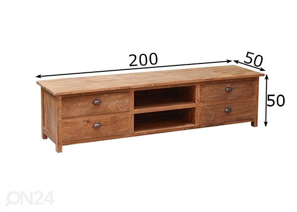 TV-taso Daisy 200 cm mitat