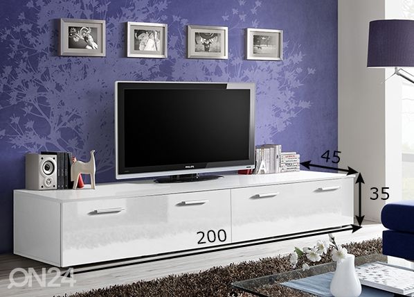 TV-taso Duo, valkoinen mitat