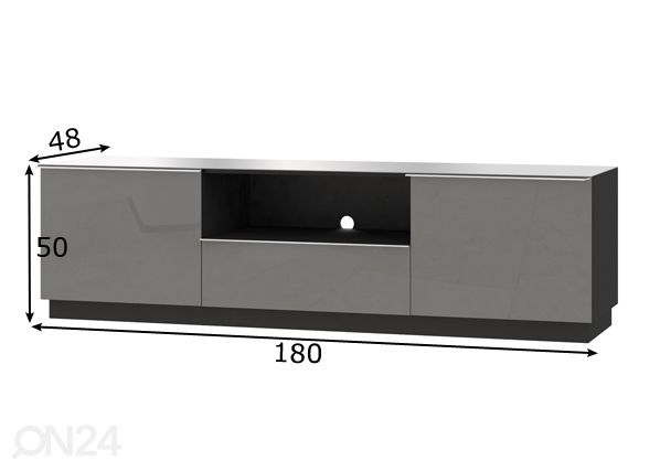 TV-taso, harmaa 180 cm mitat