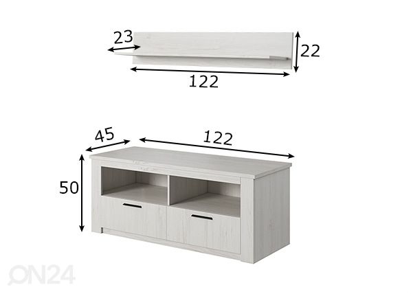 TV-taso + hylly mitat