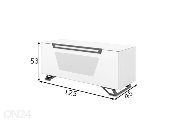 TV-taso jaloilla Venti 125 cm mitat