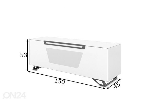 TV-taso jaloilla Venti 150 cm mitat
