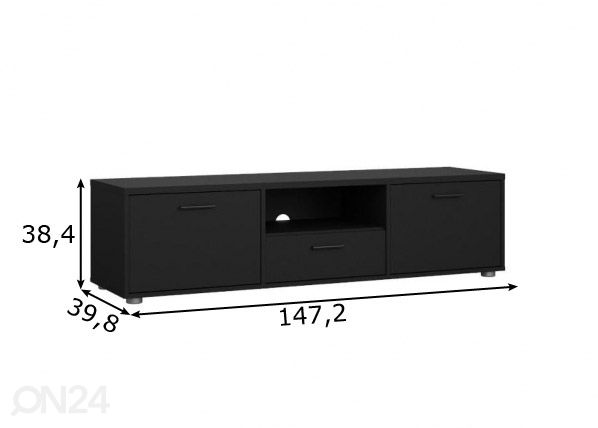 TV-taso Media 147 cm, musta mitat