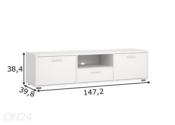 TV-taso Media 147 cm, valkoinen mitat