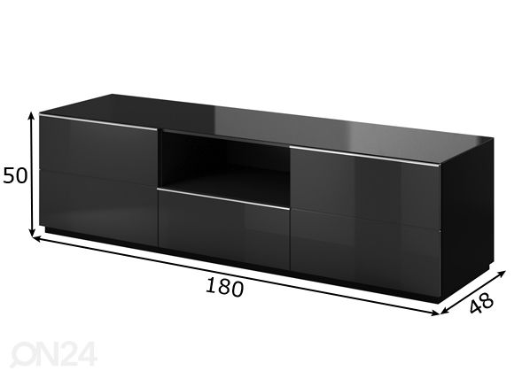 TV-taso, musta 180 cm mitat