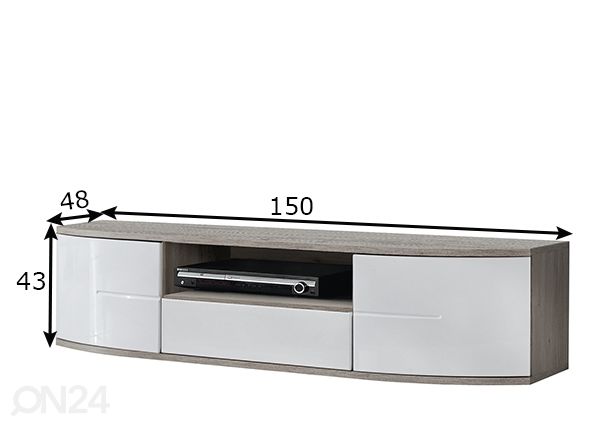 TV-taso Ontario 150 cm, san remo tammi mitat