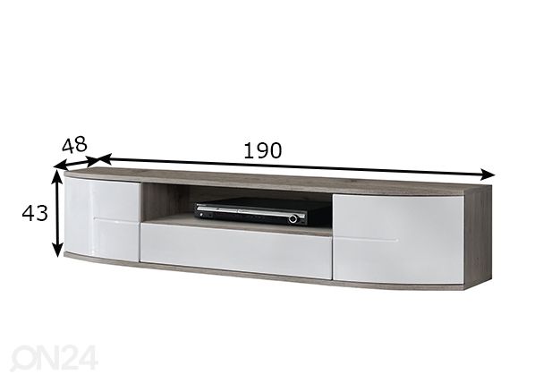 TV-taso Ontario 190 cm, san remo tammi mitat