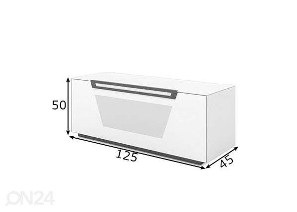 TV-taso pyörillä Venti 125 cm mitat