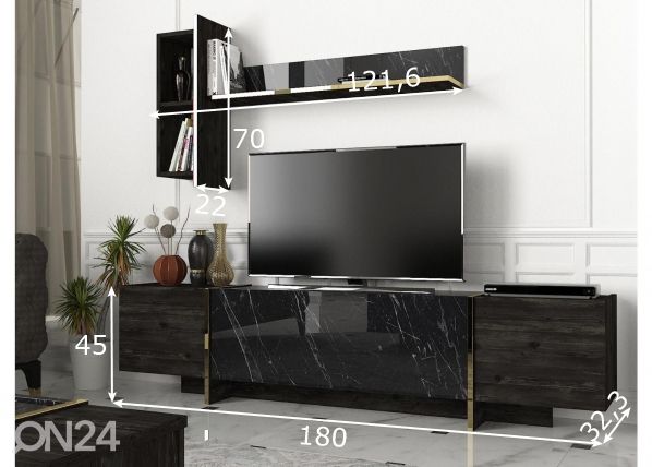 TV-taso + seinähylly mitat