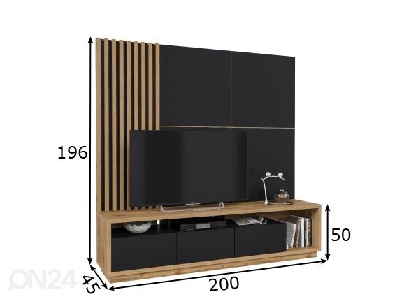 TV-taso + seinäpaneelit 2 kpl mitat