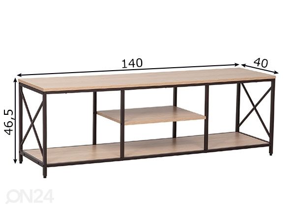 TV-taso Study 140x40xH46,5 cm, tammi/ musta mitat