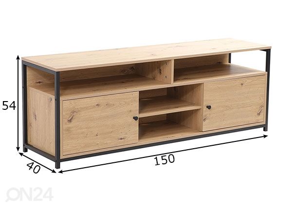 TV-taso Study 150x40xH54 cm, tammi/ musta mitat