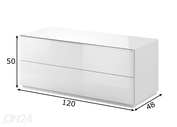 TV-taso, valkoinen 120 cm mitat