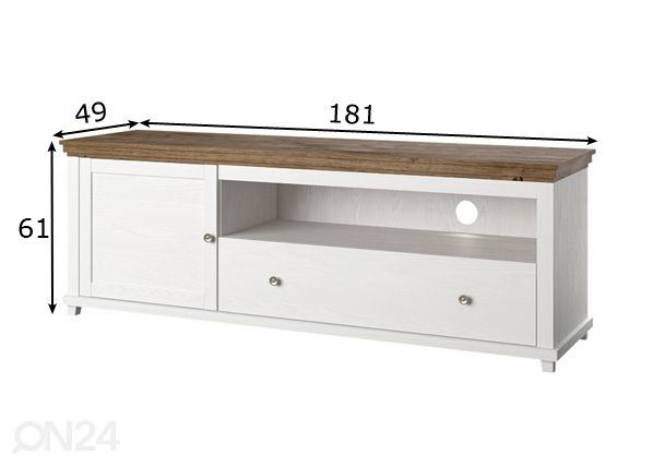TV-taso, valkoinen mitat