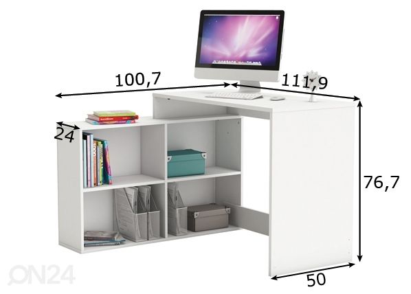 Työpöytä CORNER mitat