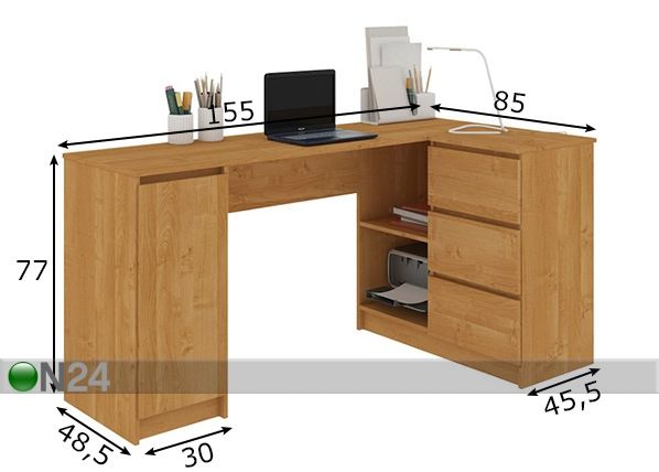Työpöytä Corner R mitat