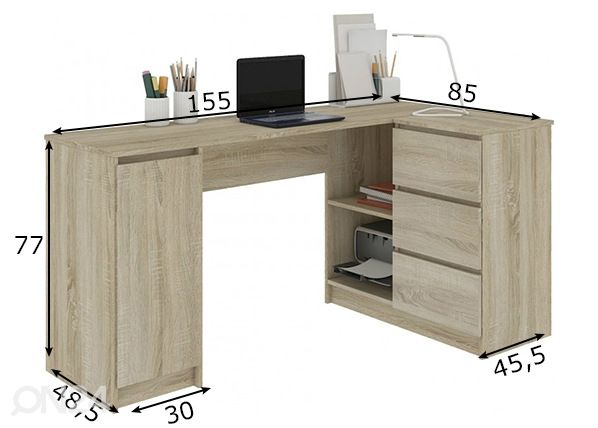 Työpöytä Corner R mitat