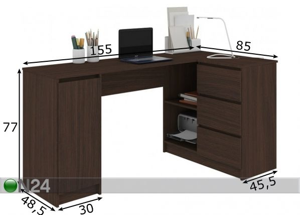 Työpöytä Corner R mitat