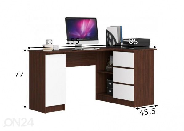 Työpöytä Corner R mitat