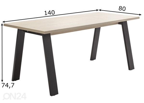 Työpöytä DaVinci 140 cm mitat