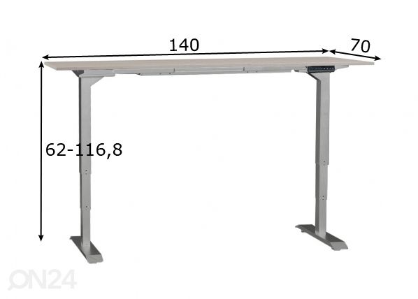 Työpöytä Ergo 140x70 cm mitat
