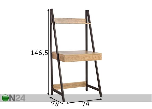 Työpöytä hyllyllä Step mitat
