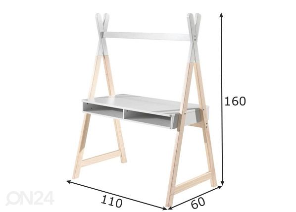 Työpöytä Kiddy Tipi mitat
