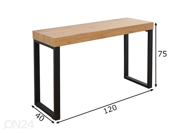 Työpöytä / konsolipöytä Vision mitat