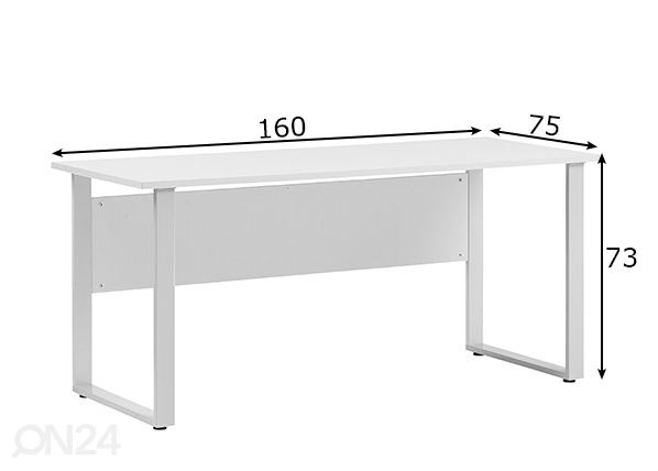 Työpöytä Minsk 160x75 cm mitat