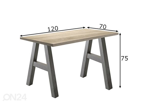 Työpöytä Mister Office A 120 cm mitat