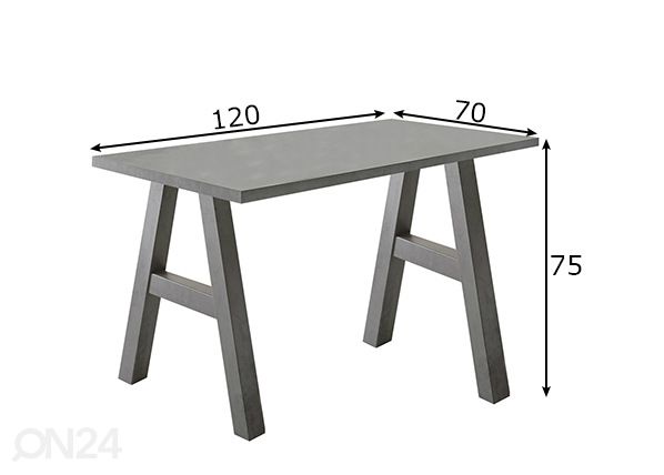 Työpöytä Mister Office A 120 cm mitat